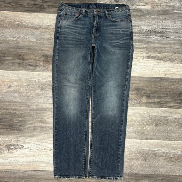 Lucky Brand 410 Dark Wash Blue Mens 34x30 Athletic Fit Straight Stretch‎ Jeans - Picture 1 of 13